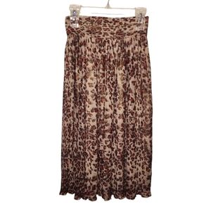 See You Soon Women's Animal Print Brown/Orange/Gold Pleated Shimmery Skirt Size2